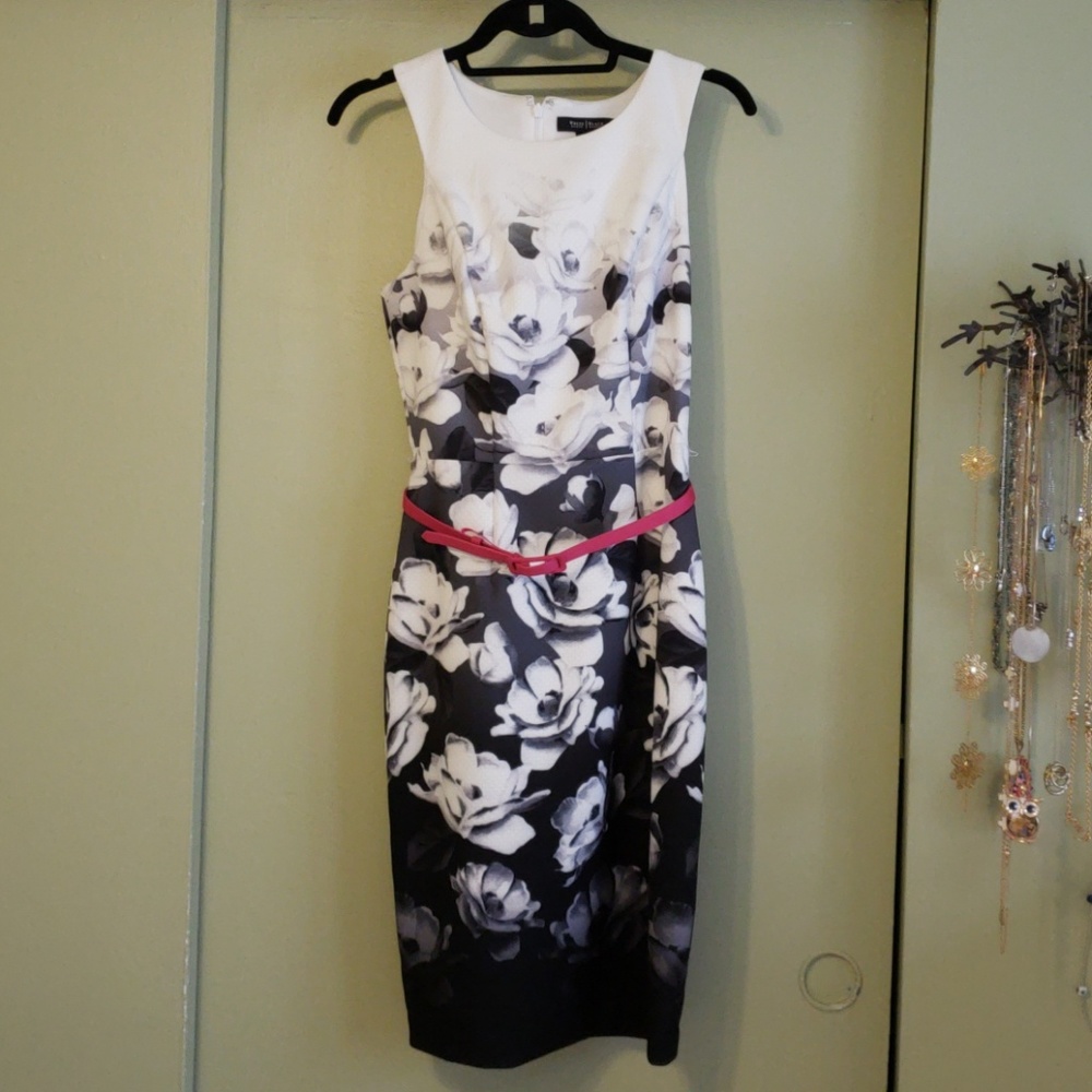 White House Black market dress with pink belt